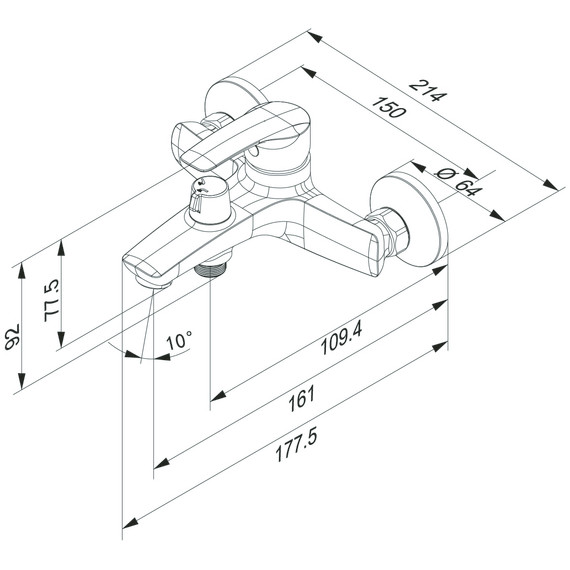 Смеситель для ванны Iddis Ray RAYBL02i02WA, черный - фото 5