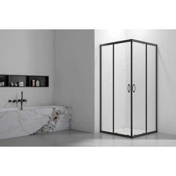Душевое ограждение Veconi Rovigo 80x80 см RV101B-80-01-C4, чёрный/прозрачное - фото 2