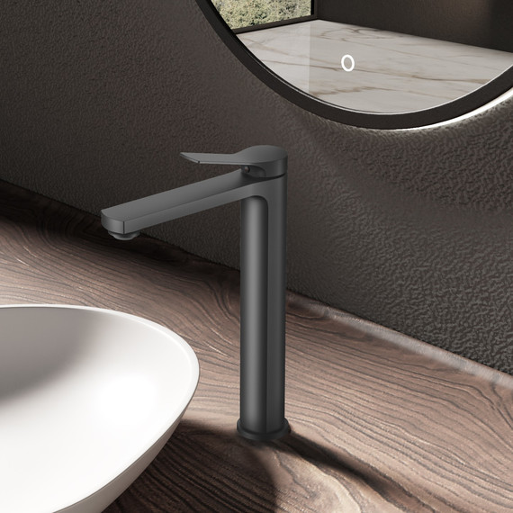 Смеситель для раковины высокий Vincea Arco VBF-4AR02GM, вороненая сталь - фото 2