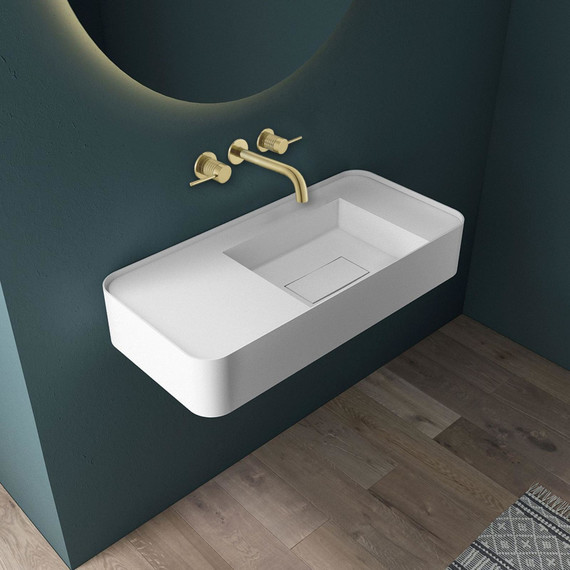 Смеситель для раковины настенный Vincea Groove VBFW-4G1BG4, брашированное золото (со скрытой частью) - фото 2