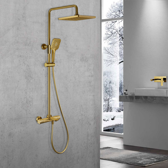 Душевая система с термостатом Vincea Next VSFS-1N1TBG, брашированное золото - фото 2