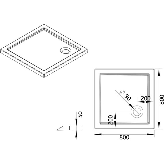 Поддон акриловый Vincea 80×80 см VST-5AS-8080 - фото 6