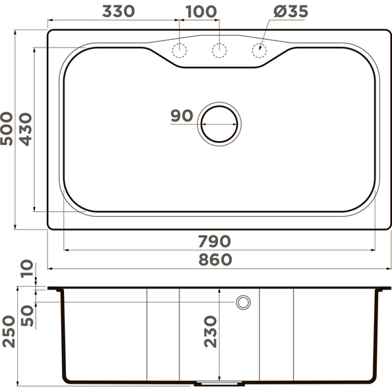 Кухонная мойка Omoikiri Maru 86-GR 4993574, leningrad grey, Цвет производителя: Leningrad Grey - фото 3