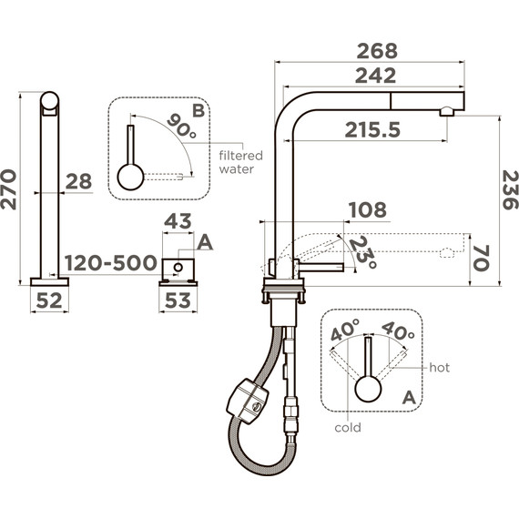Смеситель для кухни Omoikiri Nara 2 Plus-S-LG 4994487, светлое золото - фото 4