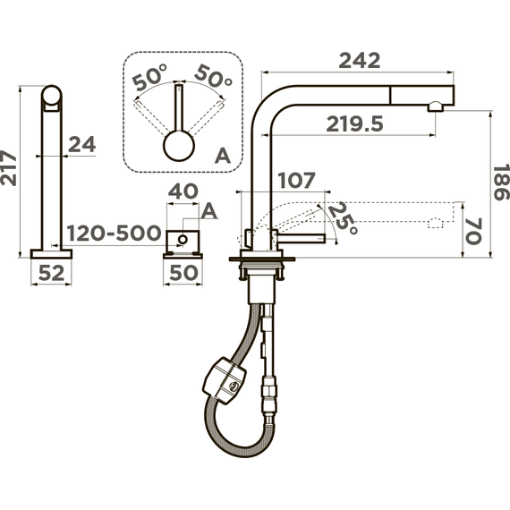 Смеситель для кухни Omoikiri Nara-S-LG 4994485, светлое золото - фото 4
