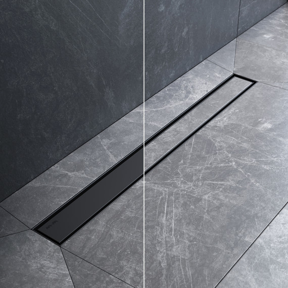 Душевой трап (лоток) 70 AM.PM MasterFlow W01SC-U11-070-04BM комбинированный затвор с черной матовой решеткой под плитку, Цвет производителя: чёрный, Размер трапа: 700 - фото 3