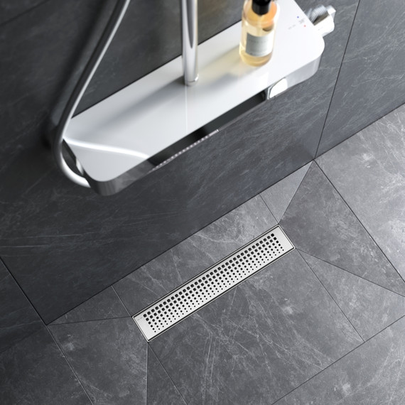 Душевой трап (лоток) 40 AM.PM MasterFlow W01SC-P11-040-01SB комбинированный затвор со стальной матовой решеткой, Цвет производителя: хром, Размер трапа: 400 - фото 4