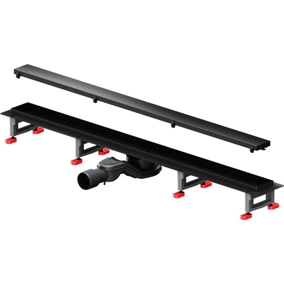 Душевой трап (лоток) 90 AM.PM MasterFlow W01SC-U11-090-04BM комбинированный затвор с черной матовой решеткой под плитку, Цвет производителя: чёрный, Размер трапа: 900 - фото 11