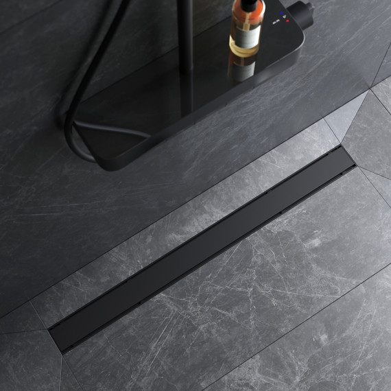 Душевой трап (лоток) 90 AM.PM PrimeFlow W02SC-U11-090-04BM комбинированный затвор с черной матовой решеткой под плитку, Цвет производителя: чёрный, Размер трапа: 900 - фото 4