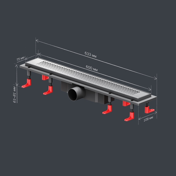 Душевой трап (лоток) 60 AM.PM PrimeFlow W02SC-P11-060-01SB комбинированный затвор со стальной матовой решеткой - фото 10