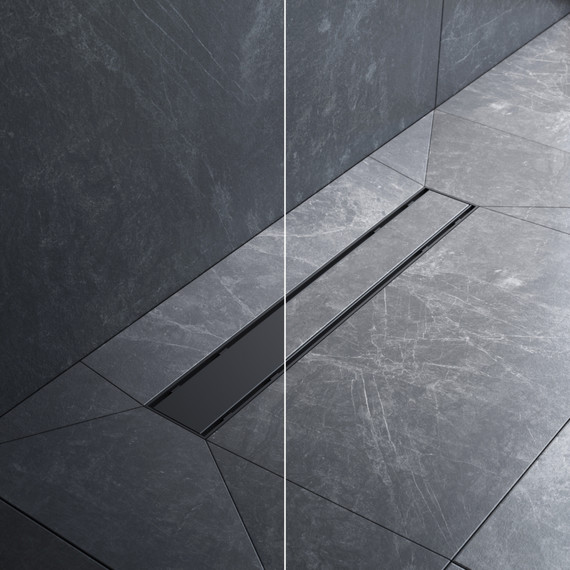 Душевой трап (лоток) 50 AM.PM PrimeFlow W02SC-U11-050-04BM комбинированный затвор с черной матовой решеткой под плитку - фото 3