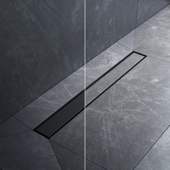 Душевой трап (лоток) 60 AM.PM MasterFlow W01SC-U11-060-04BM комбинированный затвор с черной матовой решеткой под плитку - фото 3