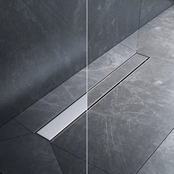 Душевой трап (лоток) 60 AM.PM MasterFlow W01SC-U11-060-04SB комбинированный затвор со стальной матовой решеткой под плитку, Цвет производителя: хром, Размер трапа: 600 - фото 3