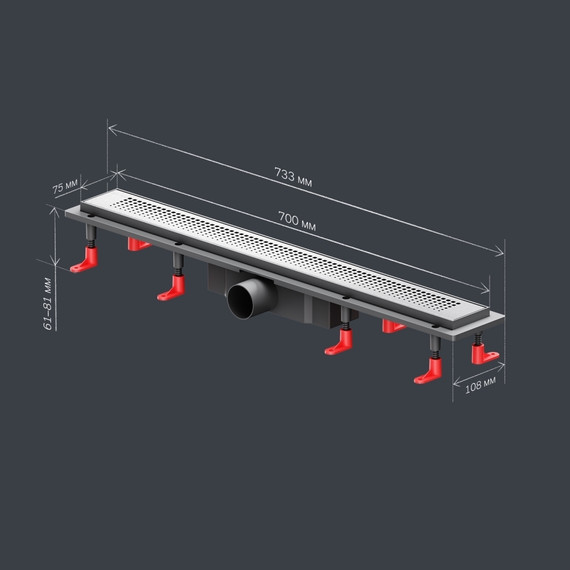 Душевой трап (лоток) 70 AM.PM PrimeFlow W02SC-P11-070-01SB комбинированный затвор со стальной матовой решеткой, Цвет производителя: хром, Размер трапа: 700 - фото 10