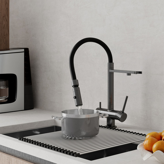 Смеситель для кухни Iddis Ace ACEGMFFi05, графит/чёрный - фото 4