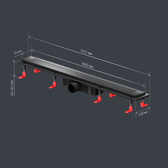 Душевой трап (лоток) 80 AM.PM PrimeFlow W02SC-P11-080-01BM комбинированный затвор с черной матовой решеткой - фото 10
