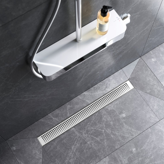 Душевой трап (лоток) 70 AM.PM MasterFlow W01SC-P11-070-01SB комбинированный затвор со стальной матовой решеткой, Цвет производителя: хром, Размер трапа: 700 - фото 4