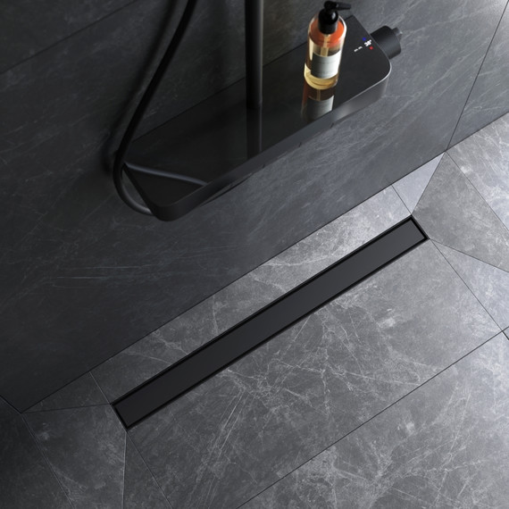 Душевой трап (лоток) 80 AM.PM MasterFlow W01SC-U11-080-04BM комбинированный затвор с черной матовой решеткой под плитку, Цвет производителя: чёрный, Размер трапа: 800 - фото 2