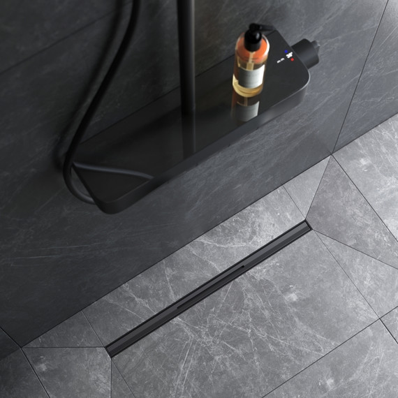 Душевой трап (лоток) 60 AM.PM MasterFlow Slim W01SC-S11-060-05BM комбинированный затвор с черной матовой решеткой - фото 4