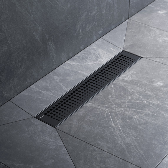 Душевой трап (лоток) 40 AM.PM MasterFlow W01SC-P11-040-01BM комбинированный затвор с черной матовой решеткой, Цвет производителя: чёрный, Размер трапа: 400 - фото 3