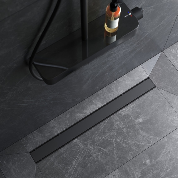 Душевой трап (лоток) 80 AM.PM PrimeFlow W02SC-U11-080-04BM комбинированный затвор с черной матовой решеткой под плитку, Цвет производителя: чёрный, Размер трапа: 800 - фото 4