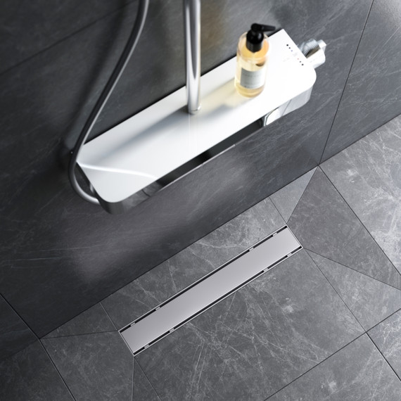 Душевой трап (лоток) 50 AM.PM PrimeFlow W02SC-U11-050-04SB комбинированный затвор со стальной матовой решеткой под плитку, Цвет производителя: хром, Размер трапа: 500 - фото 4