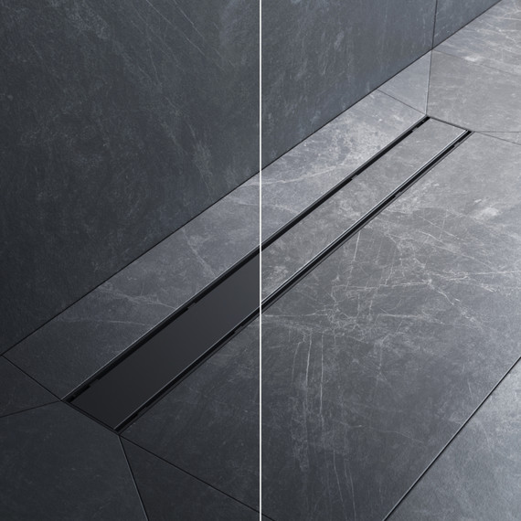 Душевой трап (лоток) 70 AM.PM PrimeFlow W02SC-U11-070-04BM комбинированный затвор с черной матовой решеткой под плитку - фото 3