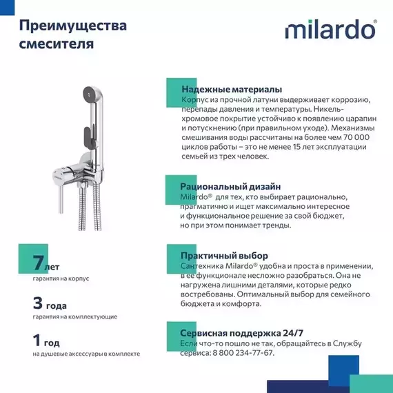 Набор для гигиенического душа Milardo Tidy 001SBR0M08 - фото 2