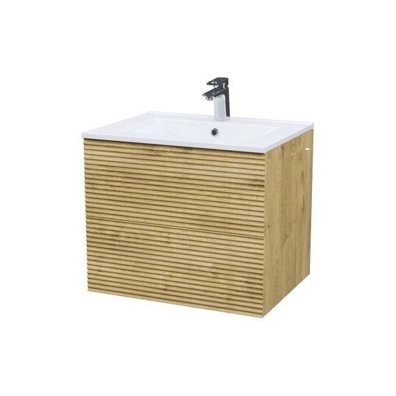 Тумба подвесная с раковиной Iddis Bild BIL60V0i95K 60 см, дуб светлый - фото 2