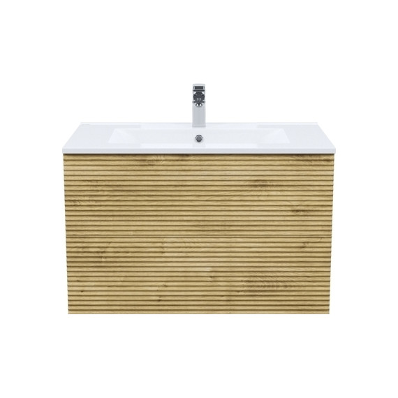 Тумба подвесная с раковиной Iddis Bild BIL80V0i95K 80 см, дуб светлый - фото 2