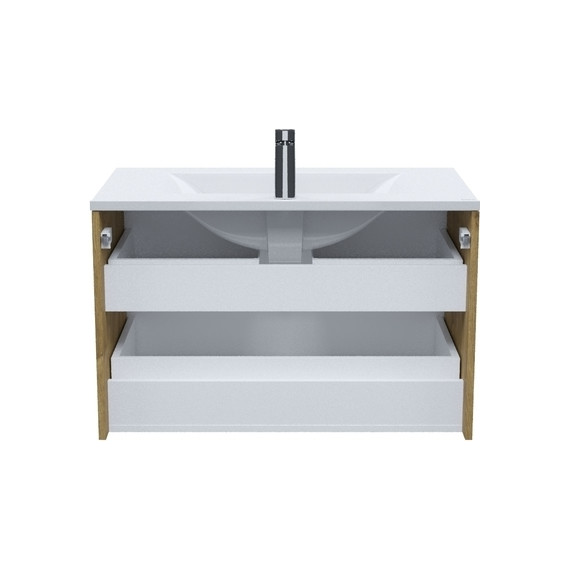 Тумба подвесная с раковиной Iddis Bild BIL80V0i95K 80 см, дуб светлый - фото 3