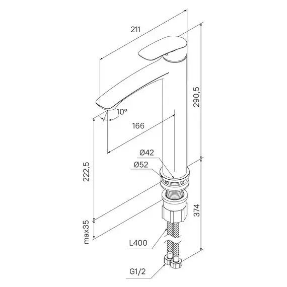 Смеситель для раковины высокий Milardo Rora RORBL01M01, чёрный матовый - фото 8