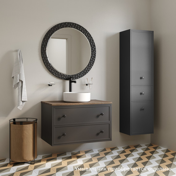 Тумба подвесная со столешницей Iddis Torr 80 см TOR80DMi95K, тёмно-серый - фото 4