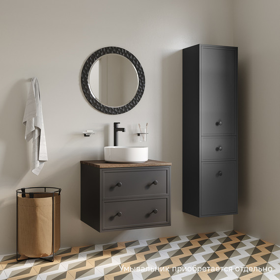 Тумба подвесная со столешницей Iddis Torr 60 см TOR60DMi95K, тёмно-серый - фото 4