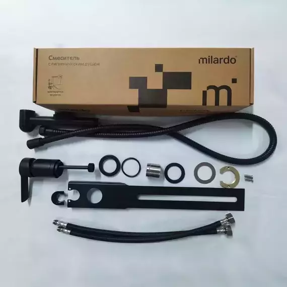 Набор для гигиенического душа Milardo Tidy 001BL00M08 устанавливаемый на унитаз, чёрный матовый - фото 4