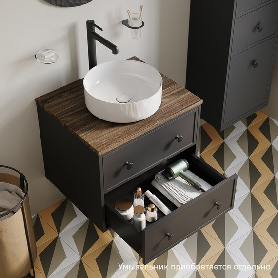 Тумба подвесная со столешницей Iddis Torr 60 см TOR60DMi95K, тёмно-серый - фото 5