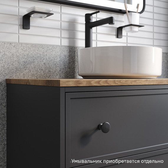 Тумба подвесная со столешницей Iddis Torr 80 см TOR80DVi95K, тёмно-серый - фото 6