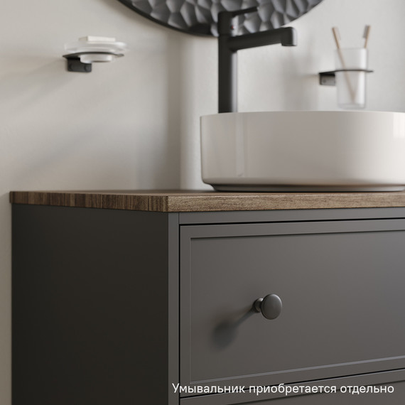 Тумба подвесная со столешницей Iddis Torr 80 см TOR80DMi95K, тёмно-серый - фото 6