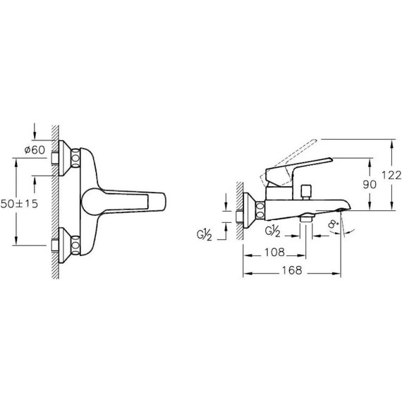 Набор смесителей 3 в 1 для ванны Vitra Dynamic S A49152EXP - фото, картинка 5 Набор смесителей 3 в 1 для ванны Vitra Dynamic S A49152EXP - фото 5