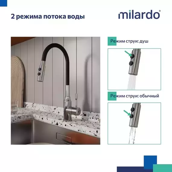Смеситель для кухни Milardo Meal M01SB2FM05 - фото 7