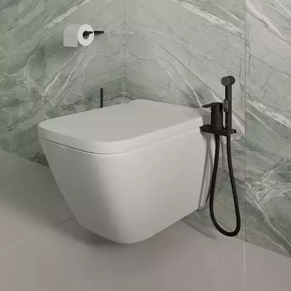 Набор для гигиенического душа Milardo Tidy 001BL00M08 устанавливаемый на унитаз, чёрный матовый - фото 2