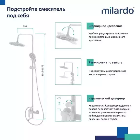 Душевая стойка Milardo Rora RORWT4FM06 - фото 7
