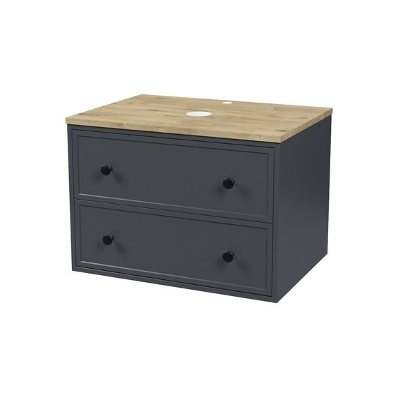 Тумба подвесная со столешницей Iddis Torr 70 см TOR70DVi95K, тёмно-серый - фото 2