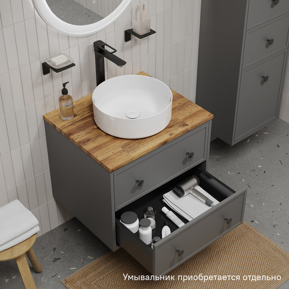 Тумба подвесная со столешницей Iddis Torr 60 см TOR60DBi95K, тёмно-серый - фото 5