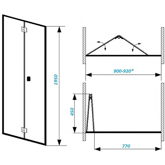 Душевая дверь CeruttiSpa 100 см BELLA D101B, чёрный/прозрачное - фото 7