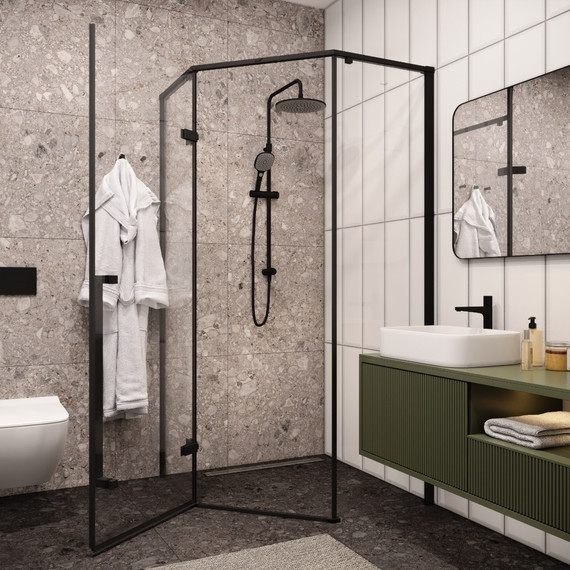 Душевое ограждение CeruttiSpa 100х100 см C2A (стекло 8 мм), чёрный/прозрачное - фото 5