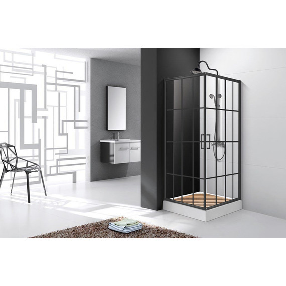 Душевое ограждение CeruttiSpa 90х90 см MUZA90, чёрный/прозрачное - фото, картинка 2 Душевое ограждение CeruttiSpa 90х90 см MUZA90, чёрный/прозрачное - фото 2