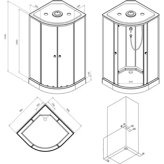 Душевая кабина Am.Pm X-Joy 100x100 см W94C-401-100MT, серебристый/прозрачное - фото 7