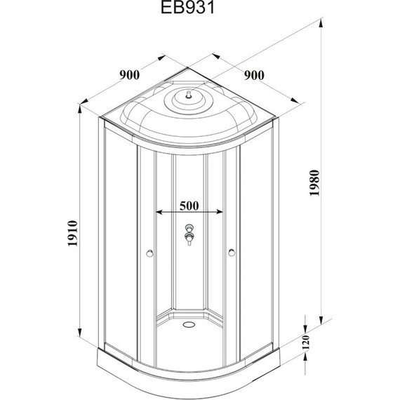 Душевая кабина Parly Bianco 90х90 см EB931, белый/матовое - фото 3