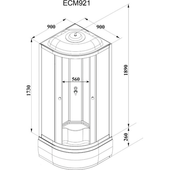 Душевая кабина Parly Classic 90х90 см ECM921, белый/тонированное - фото 4